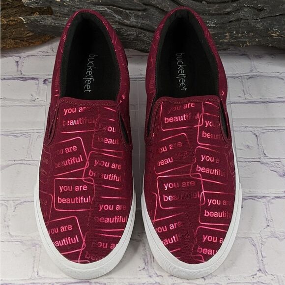 Bucketfeet "You Are Beautiful" Canvas Slip-On Sneakers - Picture 2 of 10